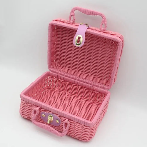retro rattan basket for storage and picnic - vue 10 sur 12