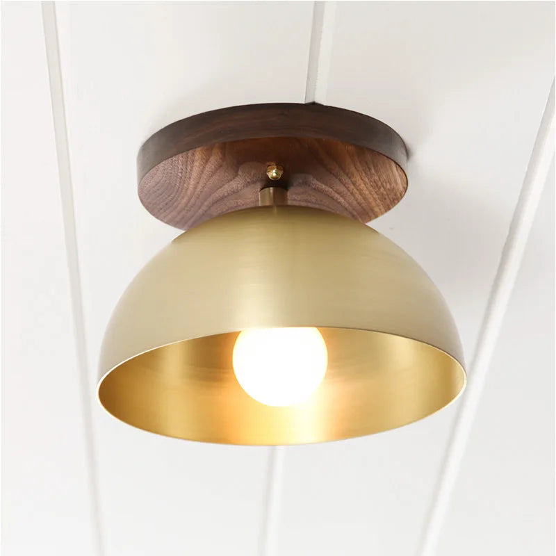 Nordic solid wood and brass modern ceiling light for decoration