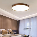 Ultra-slim Chinese walnut round wood ceiling light, Nordic design for bedroom, study, balcony or hallway