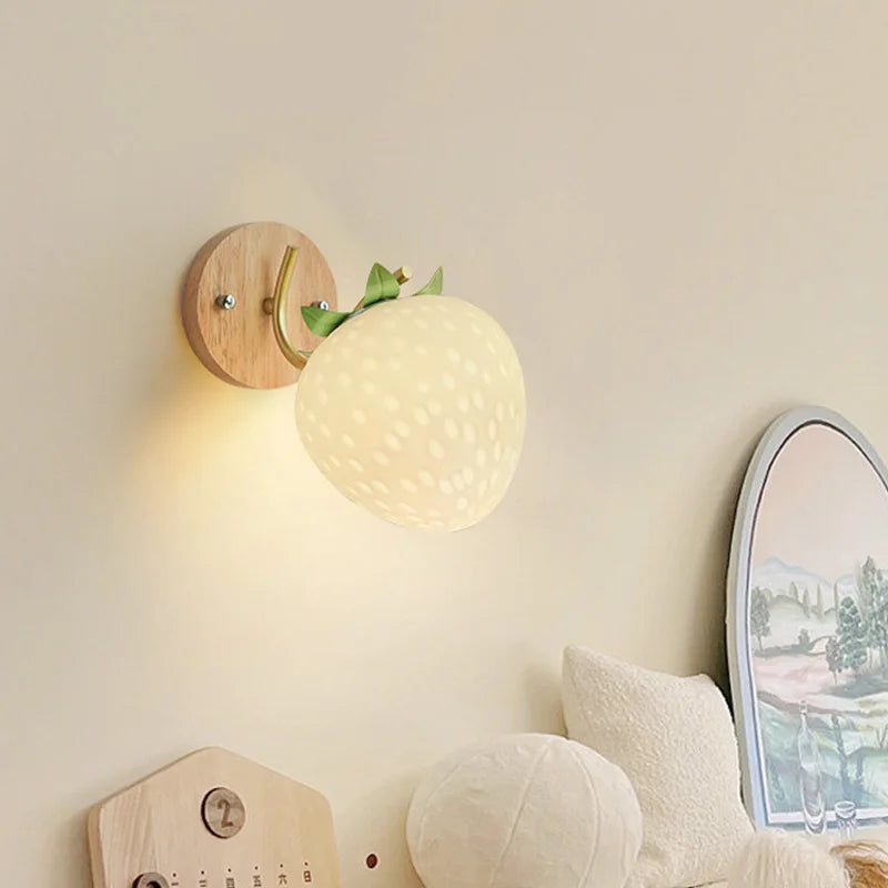 Glass strawberry wall light creative lamp for baby and child