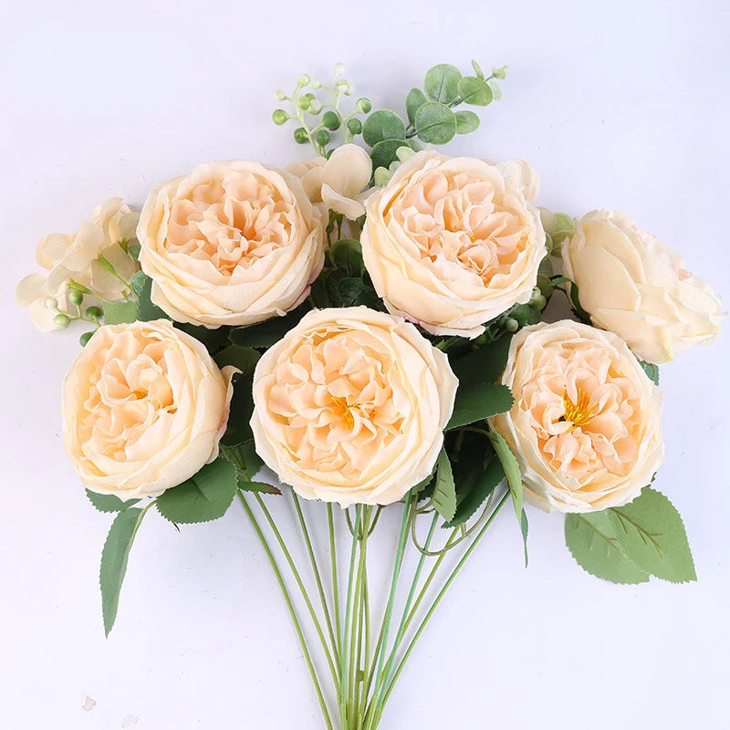 Artificial silk rose bouquet for home decoration - vue 4 sur 16