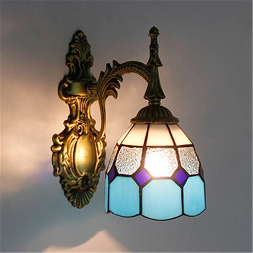 Turkish flower wall light with decorative baroque glass lampshade - vue 6 sur 17
