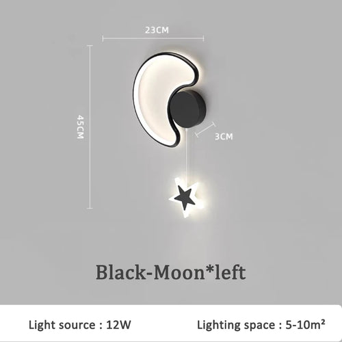 creative stars moon and clouds wall light for children - vue 9 sur 16