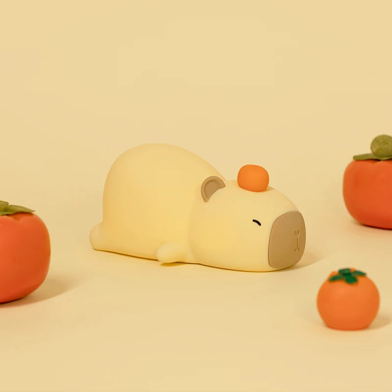 Children's cartoon silicone LED capybara night light USB rechargeable dimmable sleep lamp for kids' bedroom decor birthday gift - vue 3 sur 6