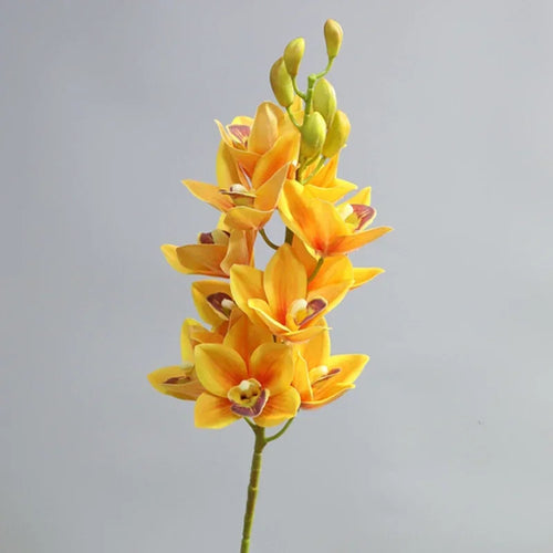 Realistic cymbidium artificial flowers from New Zealand, lifelike orchid decoration - vue 9 sur 10
