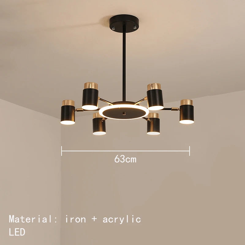 Rotating metal LED chandelier with 3 dimming levels - vue 9 sur 11
