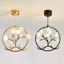 Nordic design bird cage tree branch halo chandelier