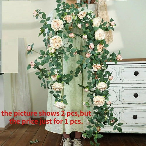 Elegant artificial silk rose vine floral decoration - vue 10 sur 11