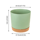 Large circular plastic indoor plant pot with drainage and tray