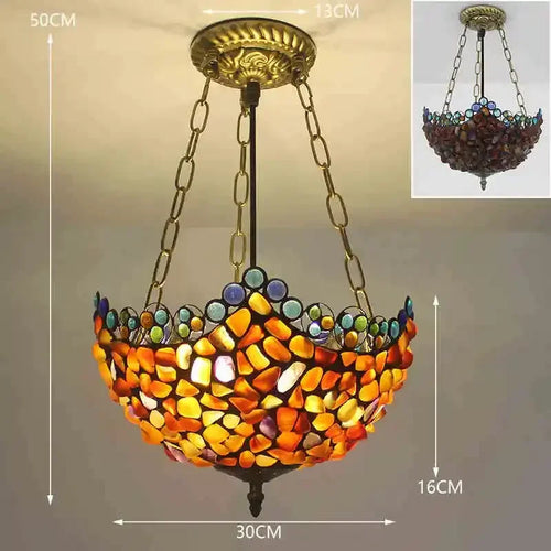 Tiffany style stained glass chandelier for interior decoration - vue 7 sur 11