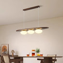 Solid wood chandelier with artistic glass pendant