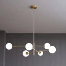 Modern LED copper chandelier with frosted glass ball