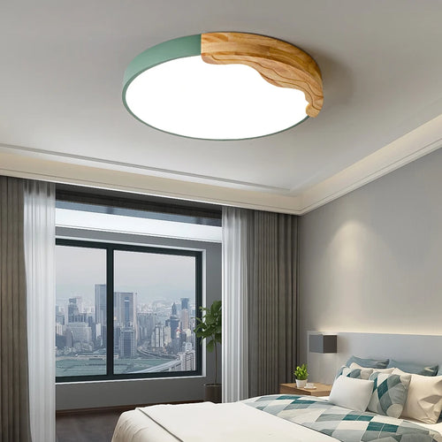Nordic style recessed LED ceiling light with round macaron details, creative modern lighting - vue 5 sur 18