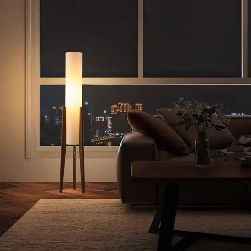 Korean style wooden LED floor lamp - vue 5 sur 8
