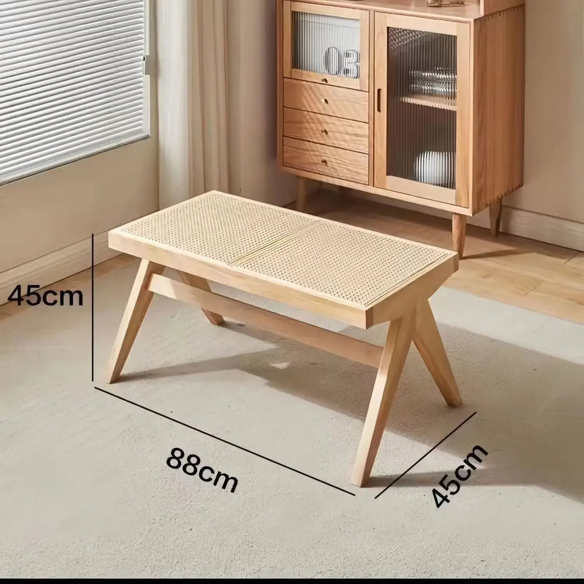 solid rattan bench for versatile and modern use - vue 9 sur 17
