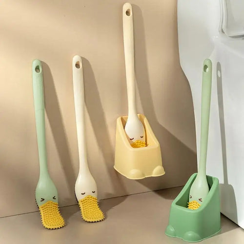 Creative wall-mounted duck toilet brush space-saving
