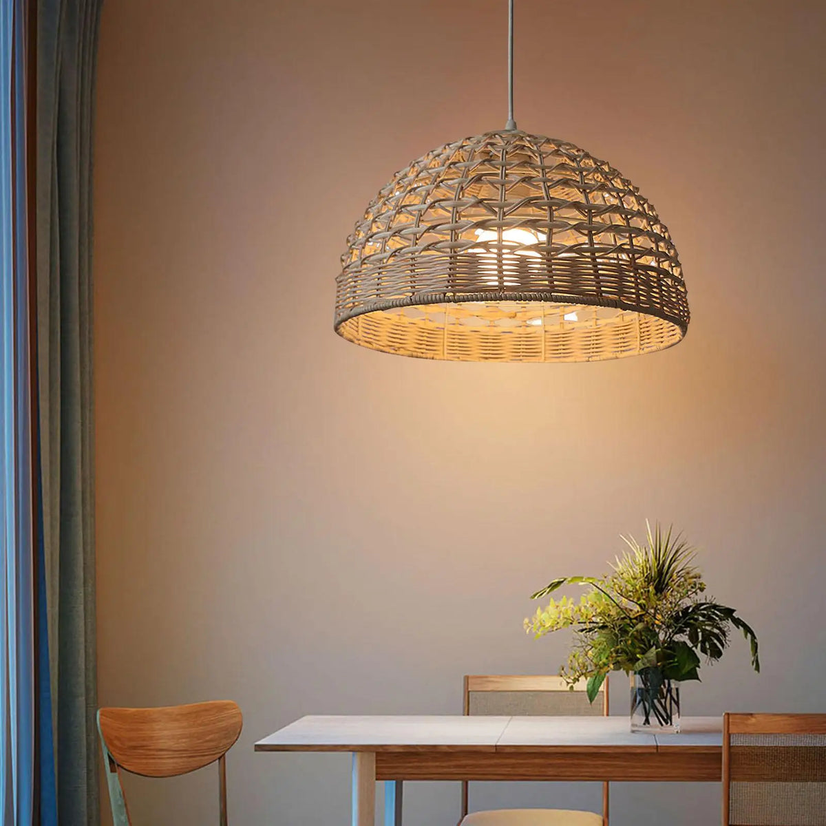 Handwoven rattan and bamboo lampshade for decoration