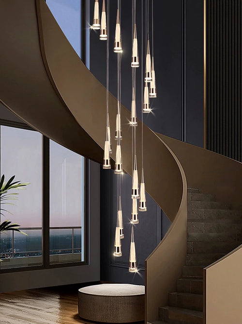 Modern minimalist chandelier for staircases in contemporary acrylic design - vue 3 sur 15