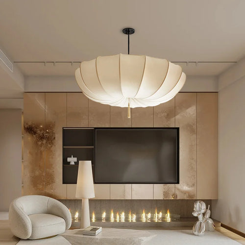 Nordic fabric chandelier Japanese style modern artistic lighting - vue 2 sur 9