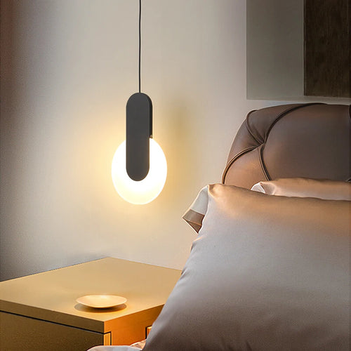 Modern geometric LED acrylic moon pendant light - vue 2 sur 24