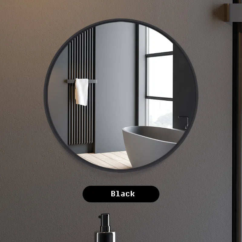 Modern minimalist circular metal wall mirror