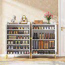 six-tier shoe rack with adjustable shelves
