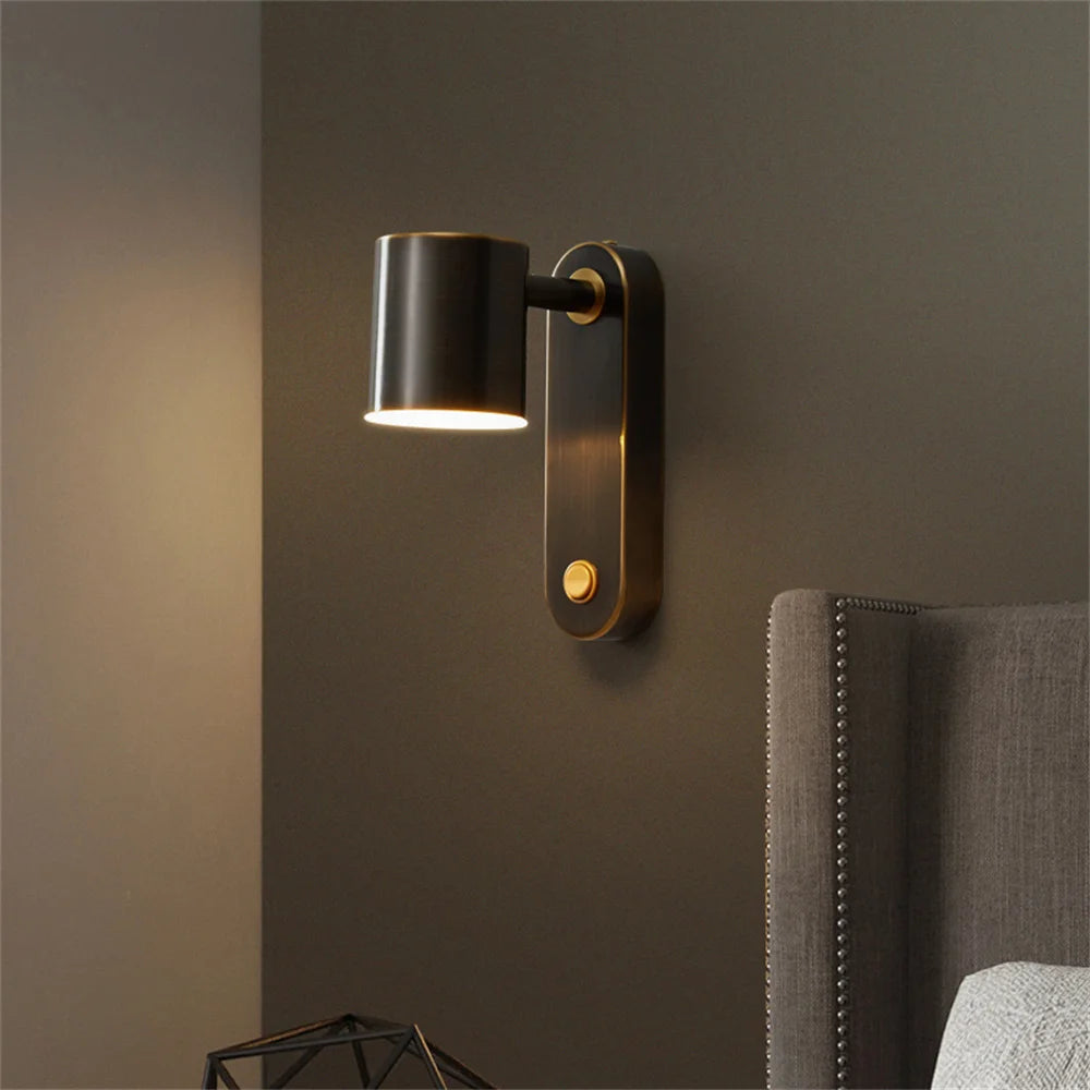 applique murale led pivotante en laiton avec interrupteur pour lecture - vue 3 sur 13