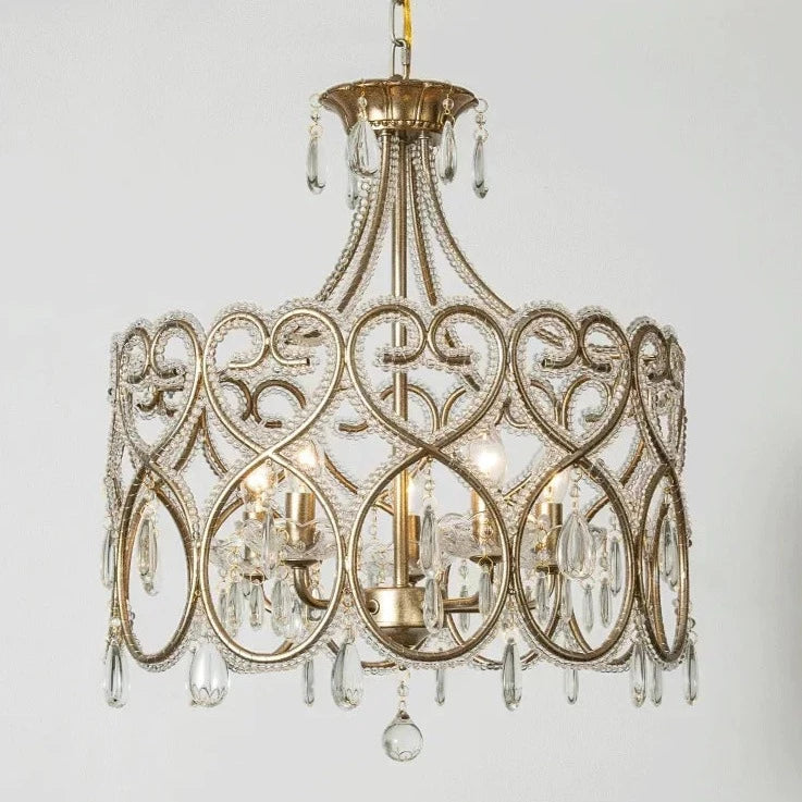 French heart-shaped crystal ceiling light
