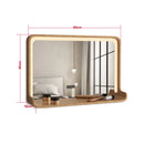 Solid wood mirror with LED lighting and wall mounting