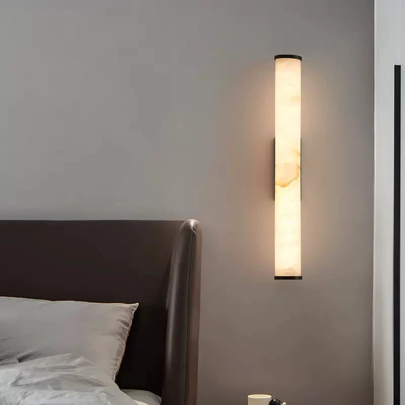 Natural marble wall light with copper LED lighting
