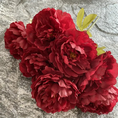 Bouquet of seven silk peonies for home and wedding decoration - vue 9 sur 12
