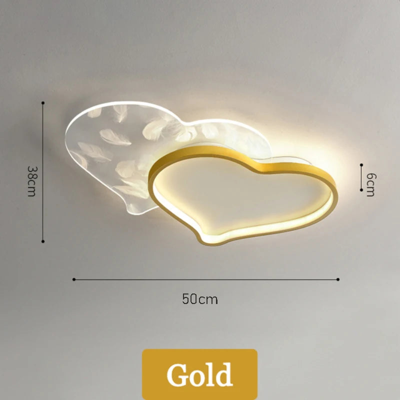 Modern heart-shaped feather ceiling light for decoration