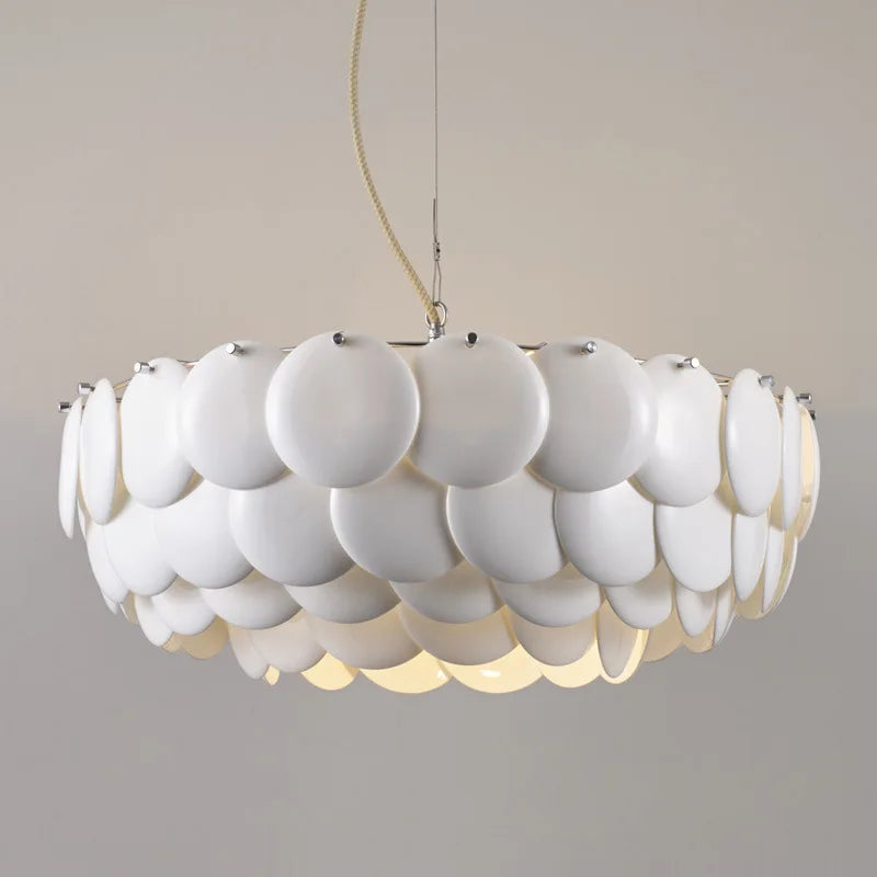 Modern ceramic chandelier with glass LED pendant