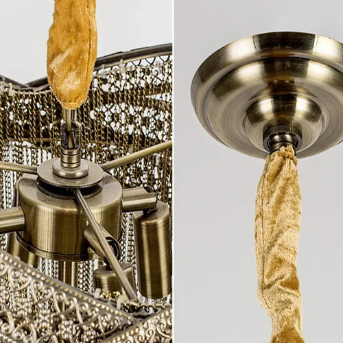 Industrial style aluminium pendant light with decorative tassels - vue 7 sur 9