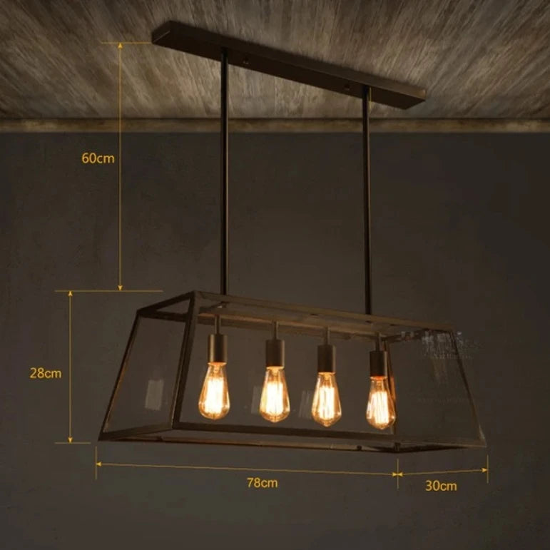 Vintage industrial iron and acrylic pendant light for kitchen and bar