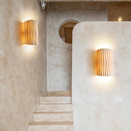Nordic resin wall light wave pattern double head LED - vue 4 sur 9