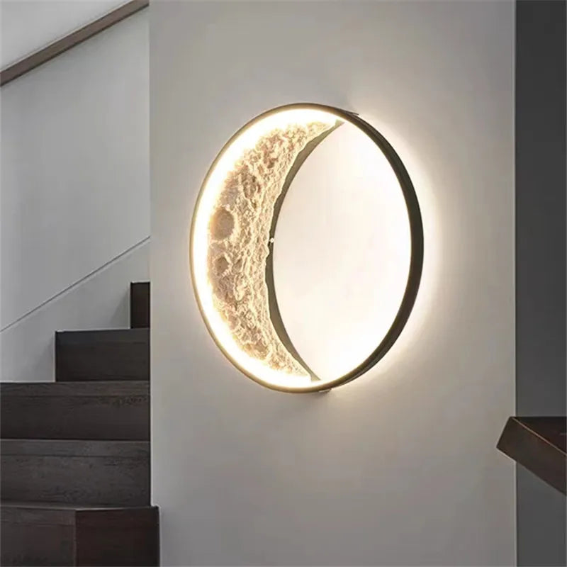 Decorative dimmable LED moon wall light
