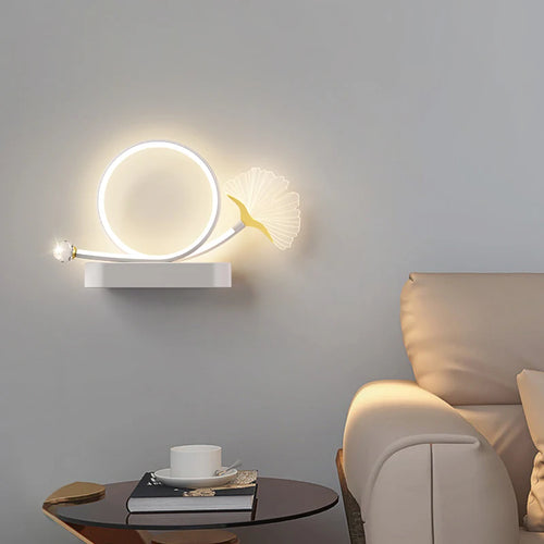 Tricolour LED wall light with eye protection and ginkgo leaf design - vue 3 sur 12