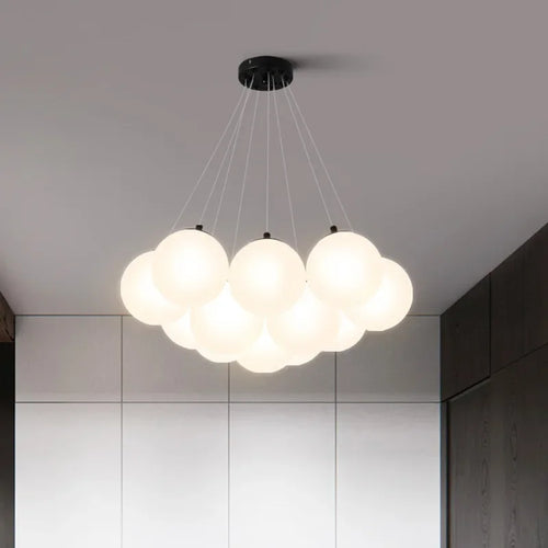 Modern glass chandelier with LED for indoor decoration - vue 4 sur 8