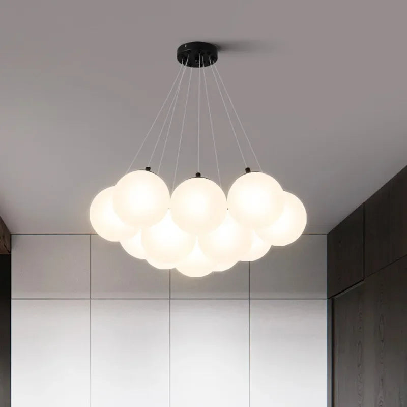 Modern glass chandelier with LED for indoor decoration - vue 3 sur 8