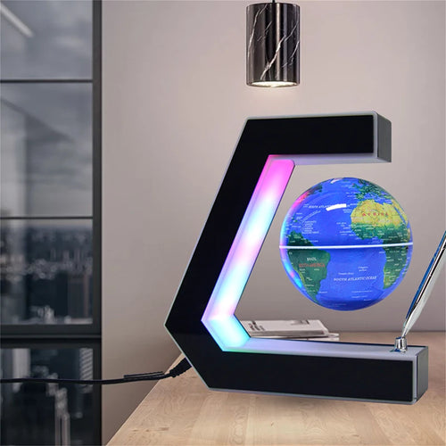 magnetic levitation floating globe with decorative LED lighting - vue 9 sur 9