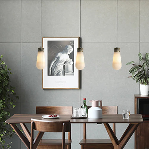 Creative jade pendant light for elegant indoor lighting - vue 5 sur 9