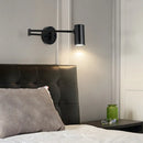 Telescopic rocker LED wall lamp with swing long arm, wall switch and adjustable bedside reading light