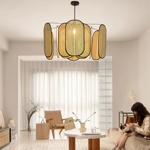 Chinese style decorative rattan ceiling light for restaurant – new model - vue 7 sur 9