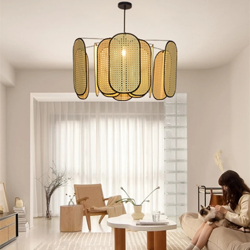 Chinese style decorative rattan ceiling light for restaurant – new model - vue 6 sur 9