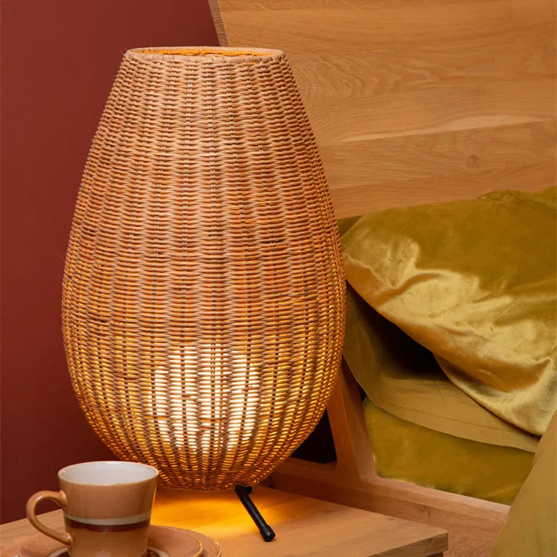 Handmade natural rattan floor lamp for indoor and outdoor use