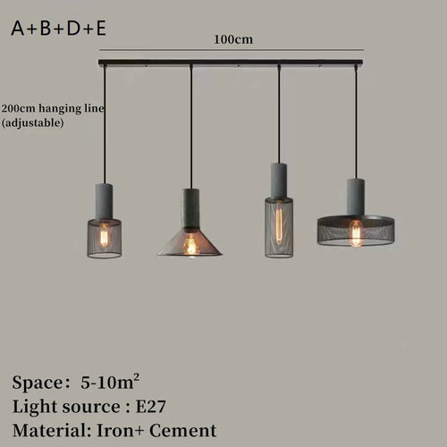 Industrial concrete pendant light with iron shade - vue 20 sur 29
