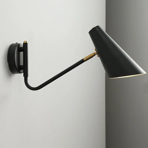 Adjustable retro industrial wall light black and gold - vue 2 sur 10