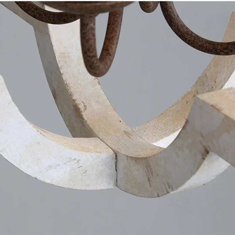Vintage solid wood chandelier for an elegant interior - vue 5 sur 8