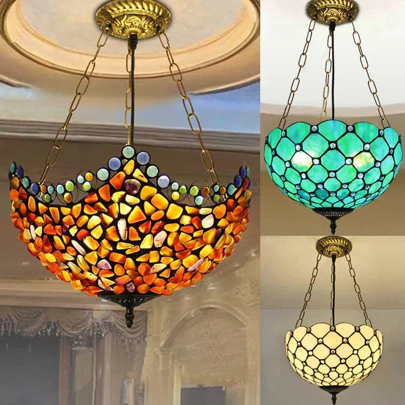 Tiffany style stained glass chandelier for interior decoration